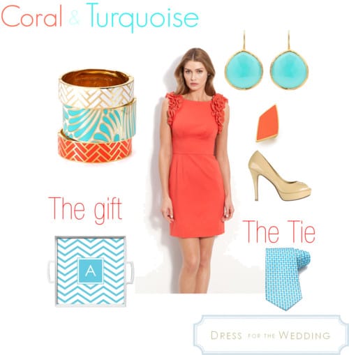 coral and turquoise dress