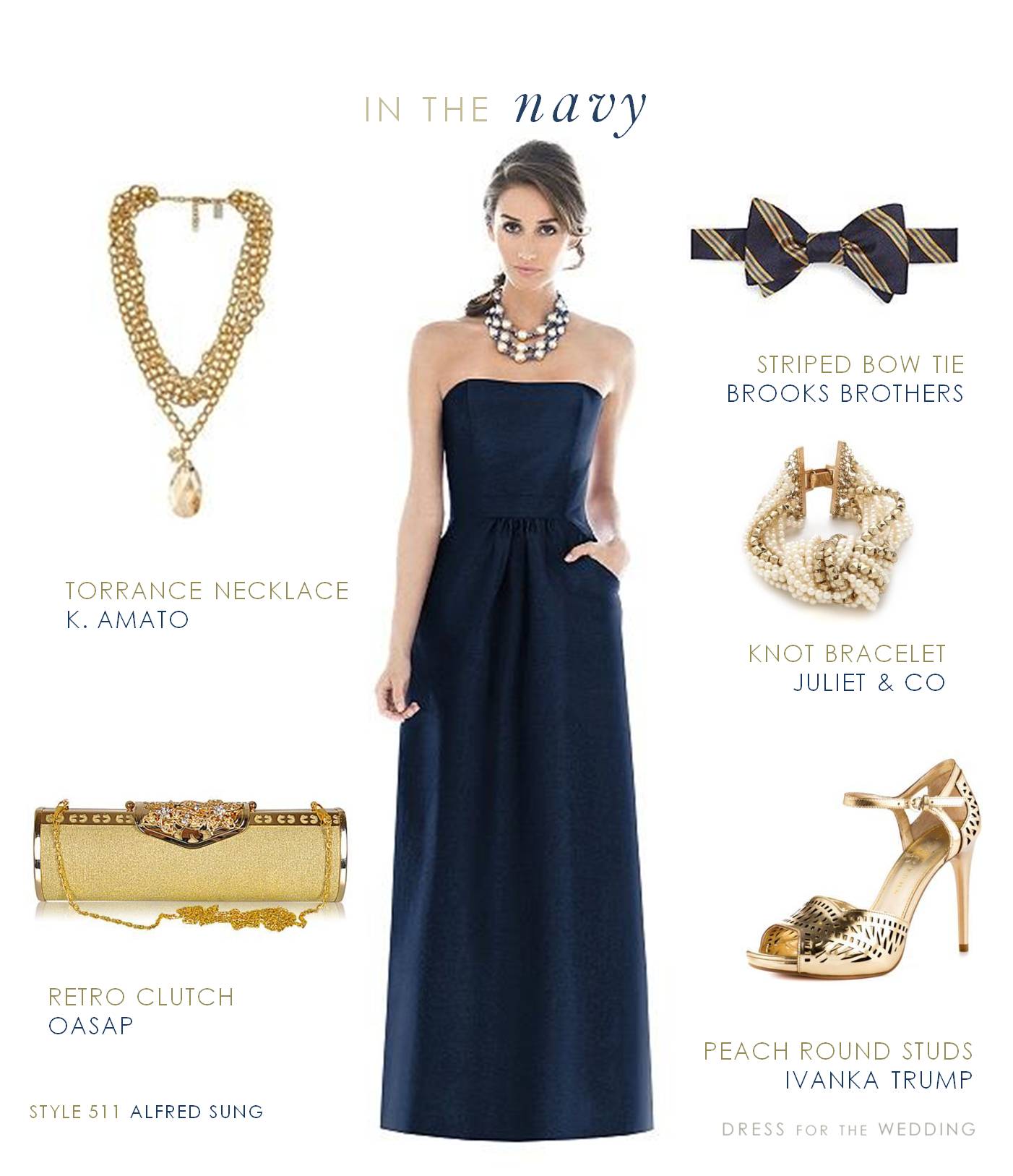navy and gold formal dress