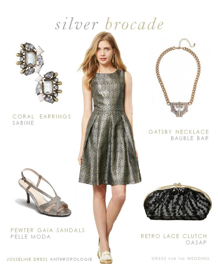 Silver Brocade Cocktail Dress
