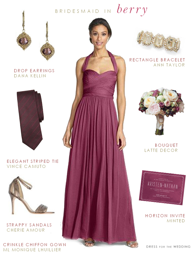 Wine Colored Bridesmaid Dress 