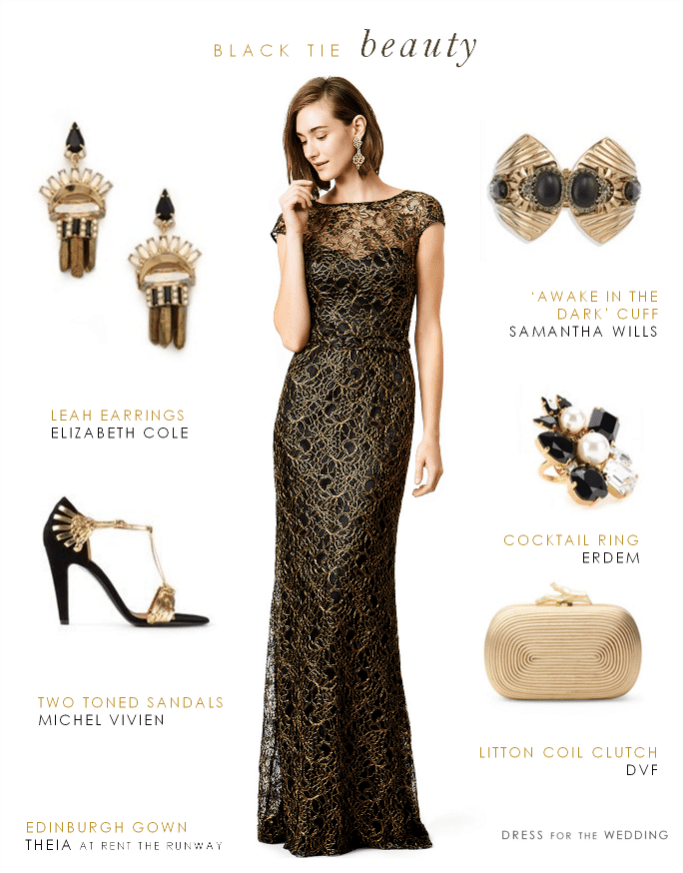 gold lace evening dress
