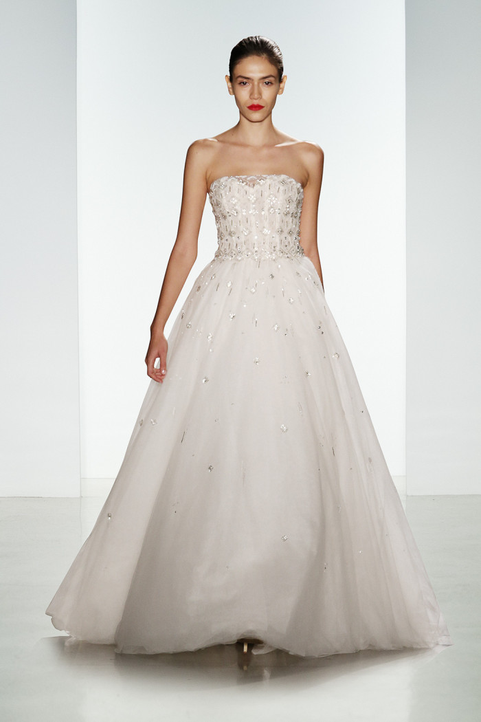 Carrington a strapless embellished wedding gown by Amsale