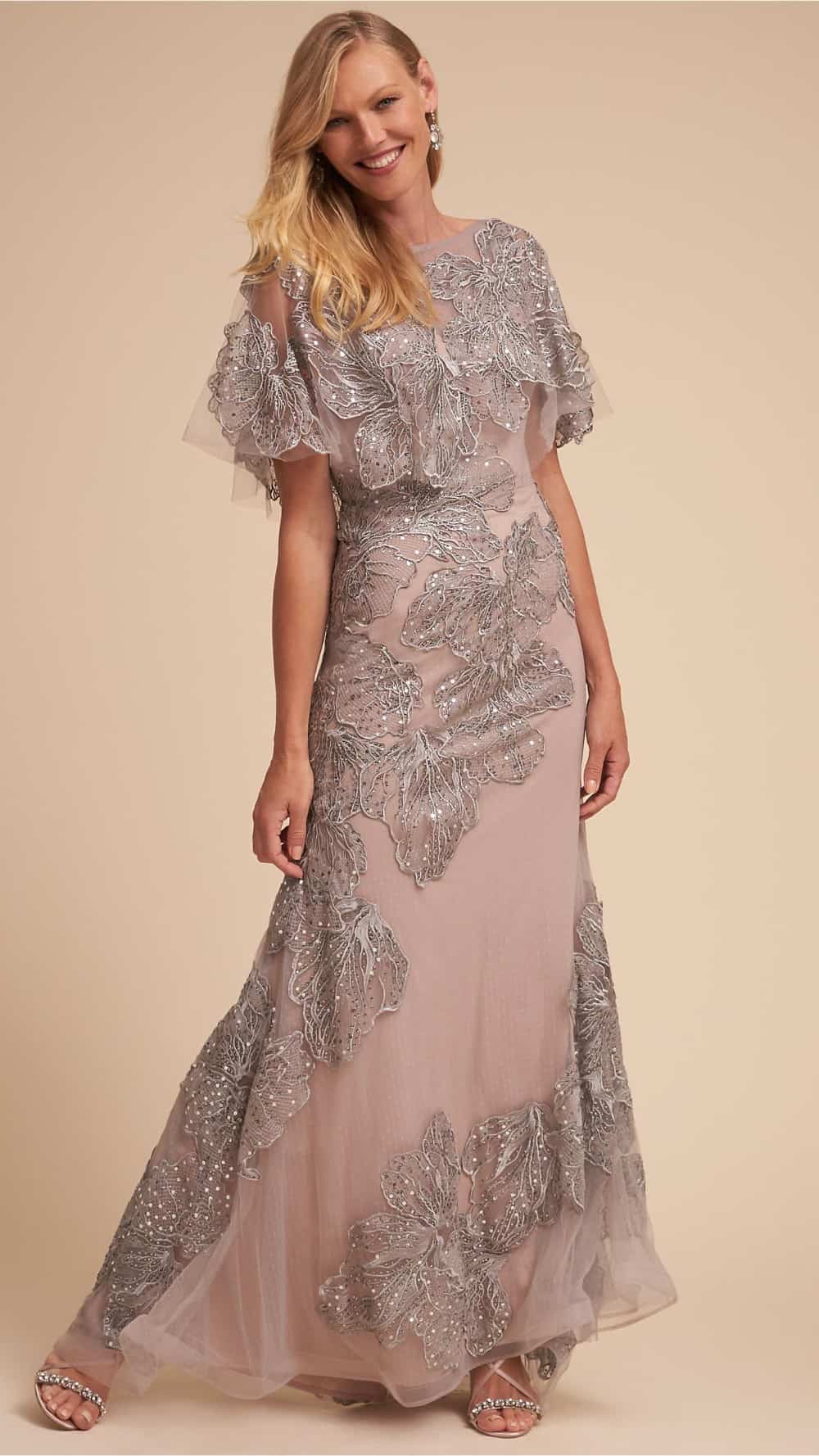 Silver Lace Gown Silver Gray Lace Dress For A Wedding 