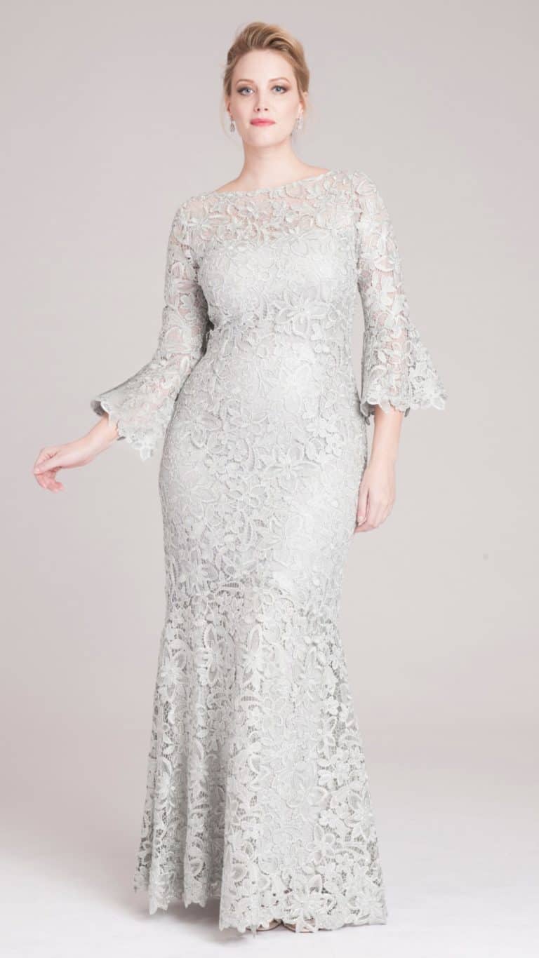 Silver Lace Gown | Silver Gray Lace Dress for a Wedding