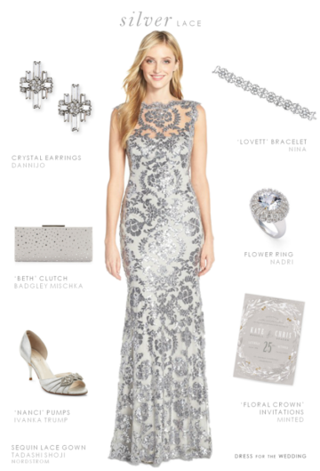 Silver Lace Gown | Silver Gray Lace Dress for a Wedding