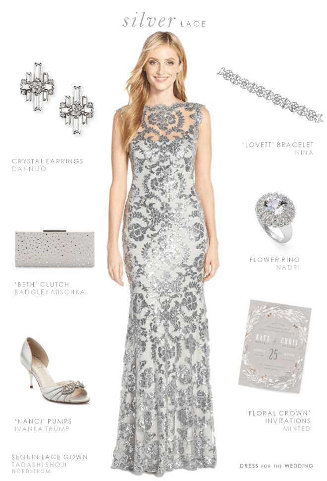 a silver dress