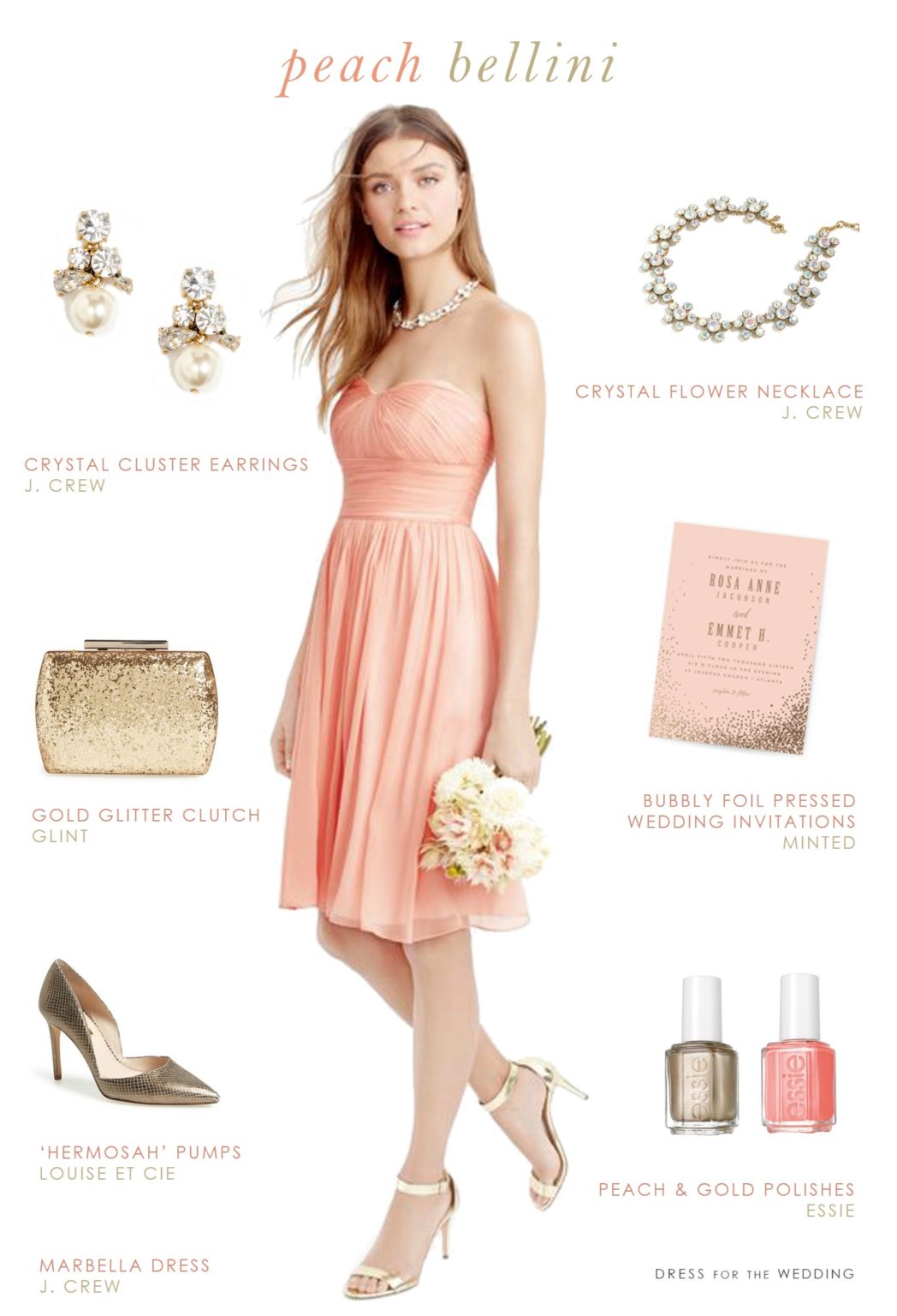 Short and Strapless Peach Bridesmaid Dress