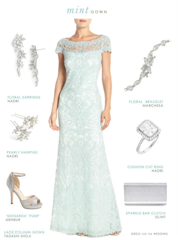 Mint Green Lace Gown  Pale Green Mother of the Bride Dress