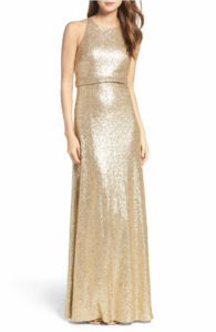 Gold Maxi Dress for Bridesmaids or Wedding Guests
