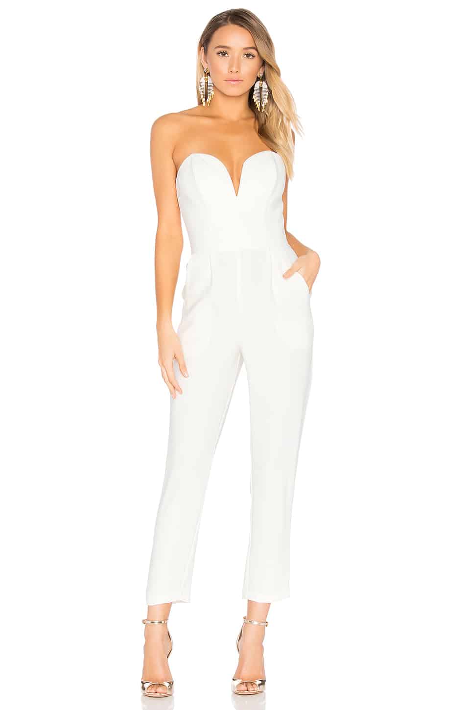 white strapless jumpsuit