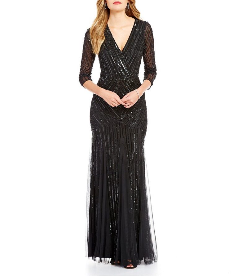 Black Beaded Evening Gown - Dress for the Wedding