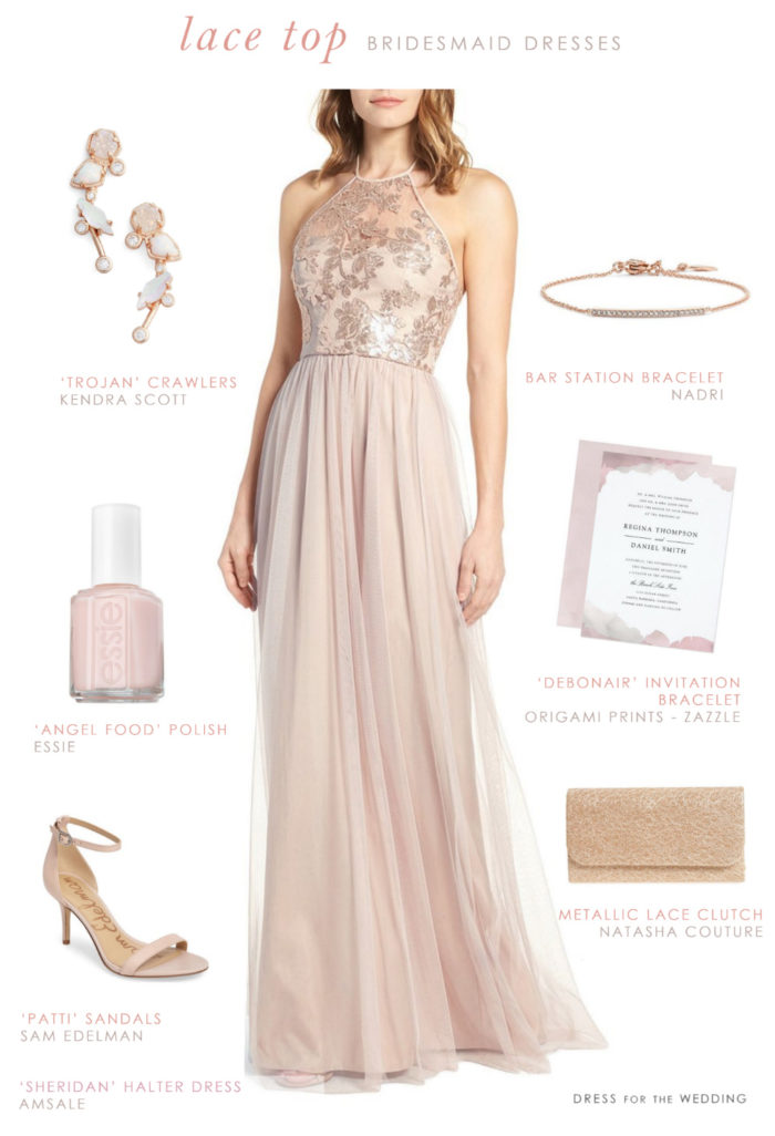 glitter top bridesmaid dress