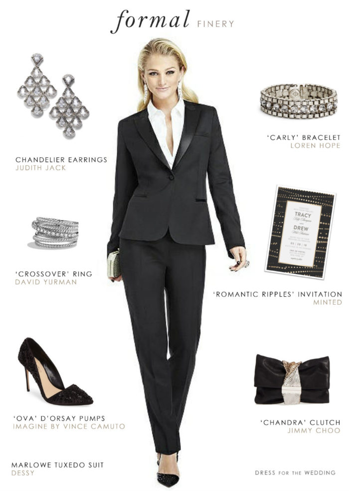 Elegant Tuxedo Black Cocktail Pant Suit for Women