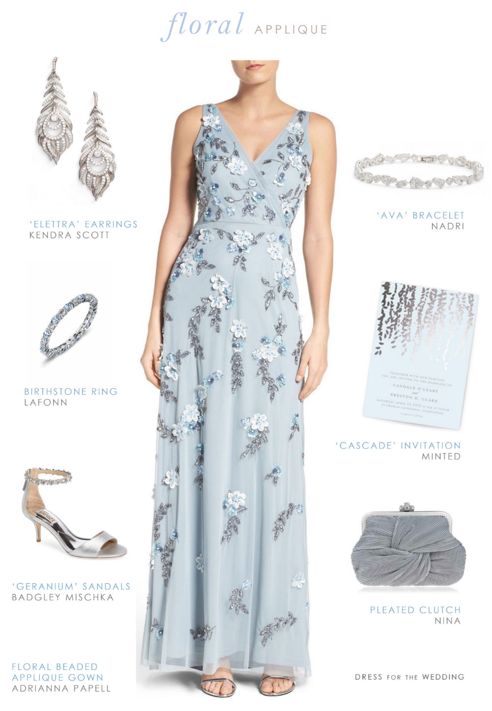 Blue Floral Evening Gown - Dress for the Wedding