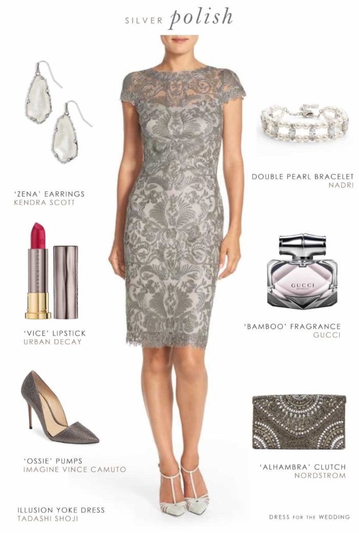 Grey Lace Sheath Dress for a Wedding Guest or Mother of the Bride - Dress  for the Wedding
