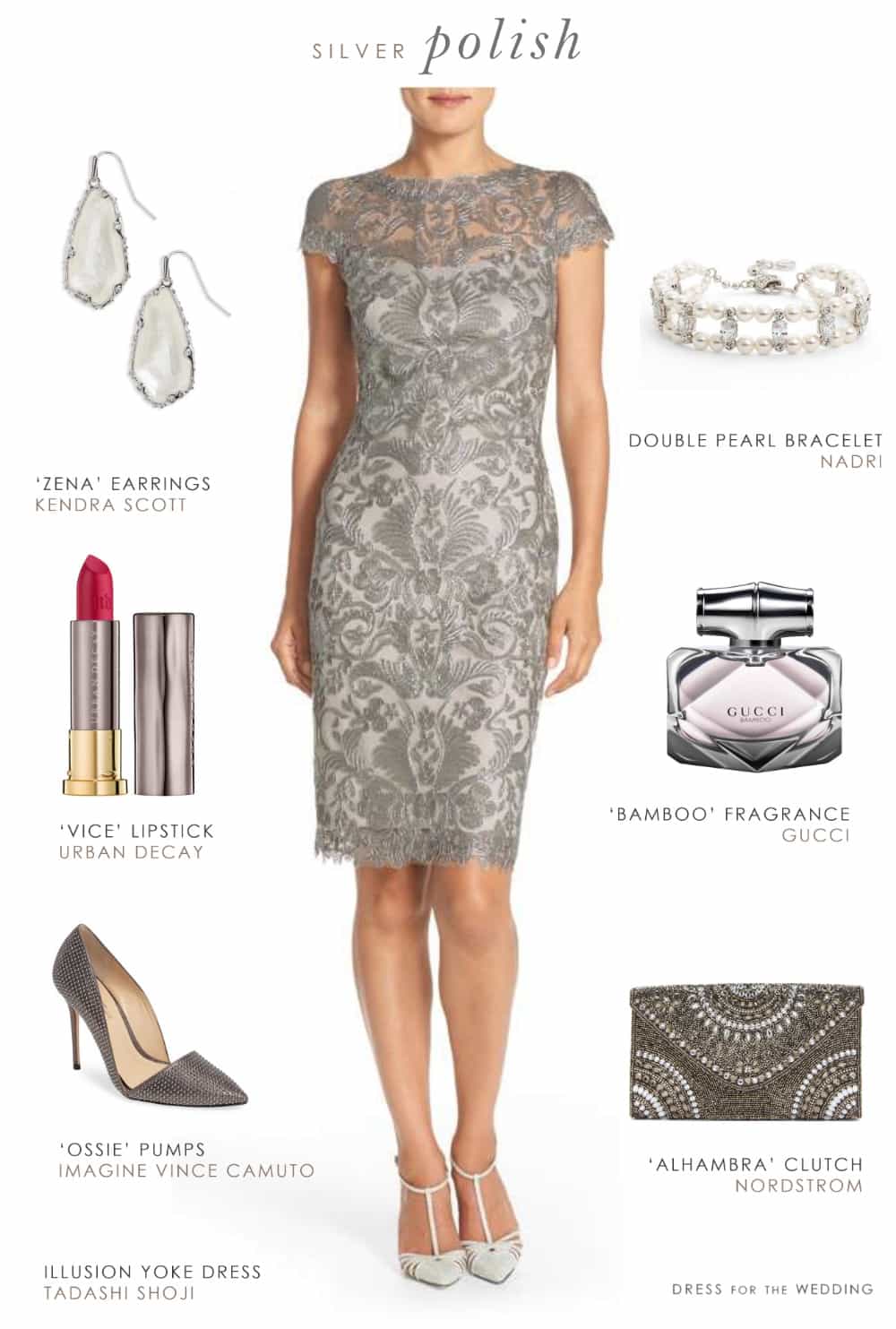 Grey Lace Sheath Dress For A Wedding Guest Or Mother Of The Bride Dress For The Wedding