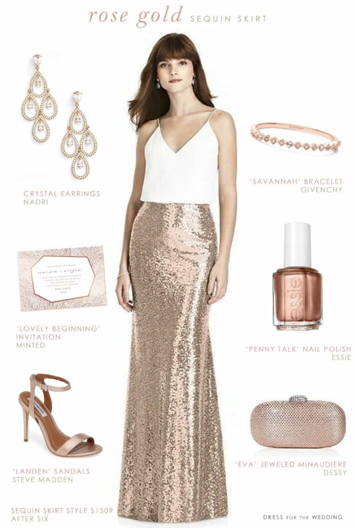 Rose Gold Sequin Skirt for Bridesmaids 