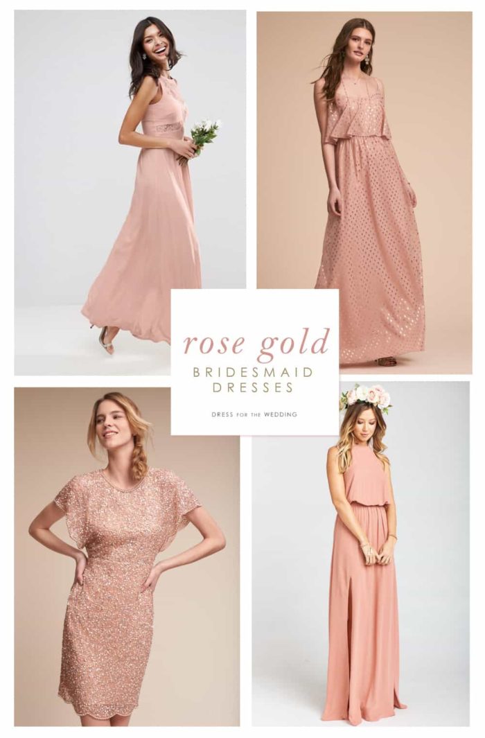 rose gold long bridesmaid dress