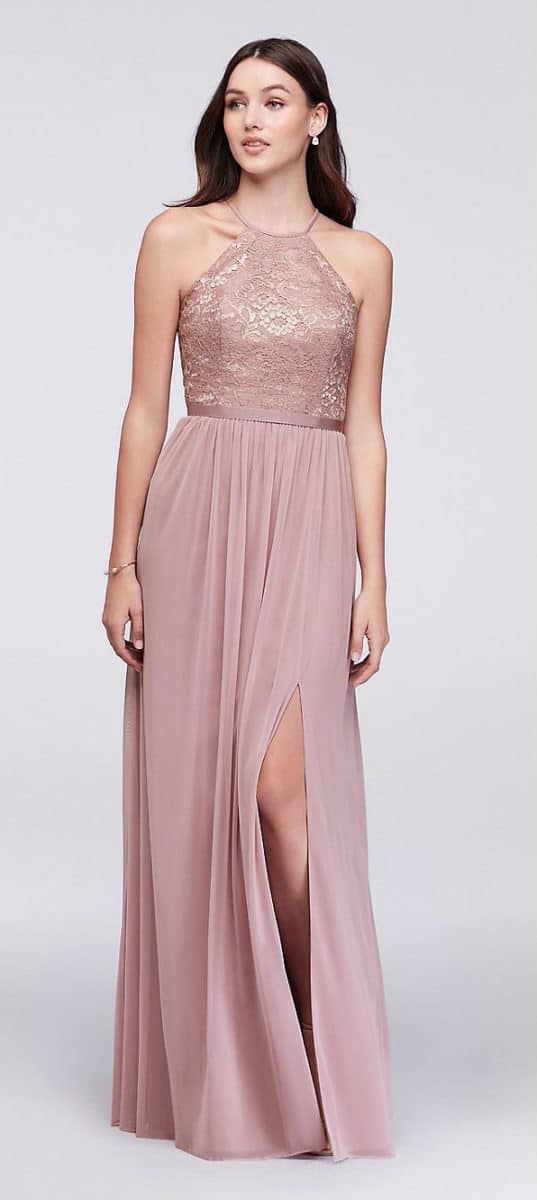 Rose Gold Bridesmaid Dresses With Lace Top 537x1200 