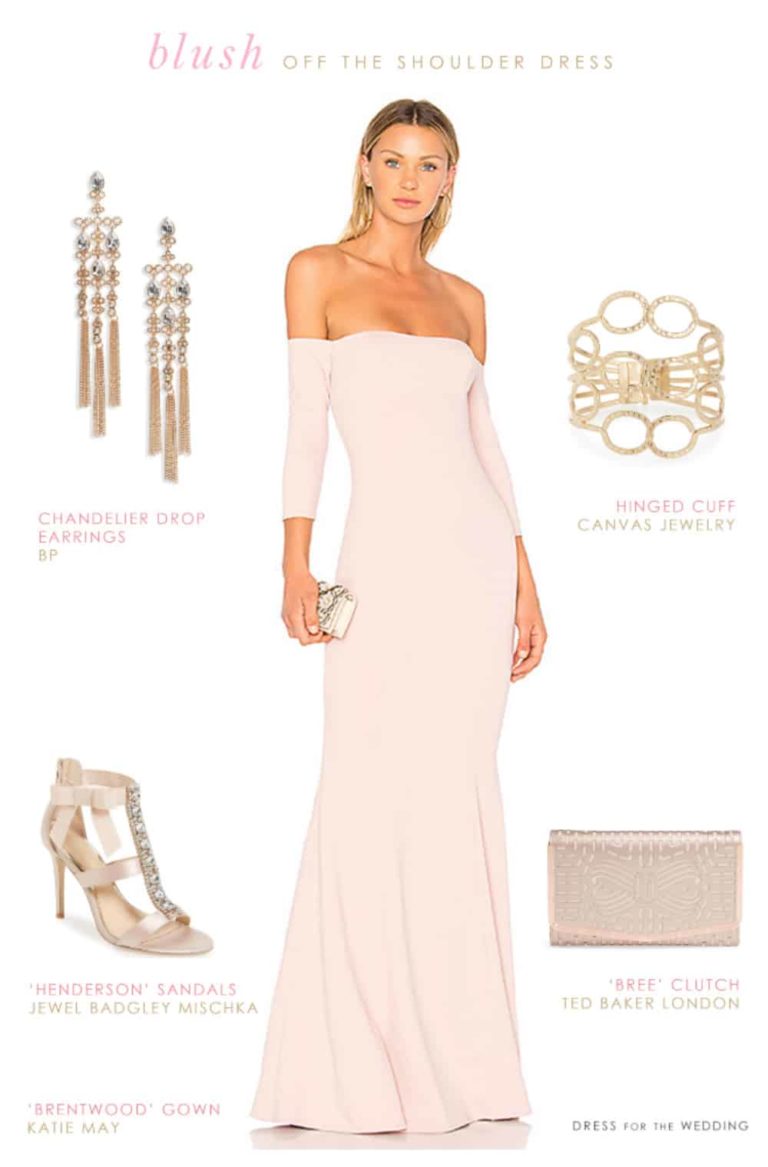 Off the Shoulder Blush Maxi Dress - Dress for the Wedding