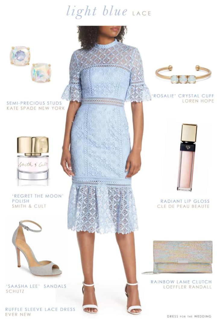 Light Blue Lace Wedding Guest Outfit - Dress for the Wedding