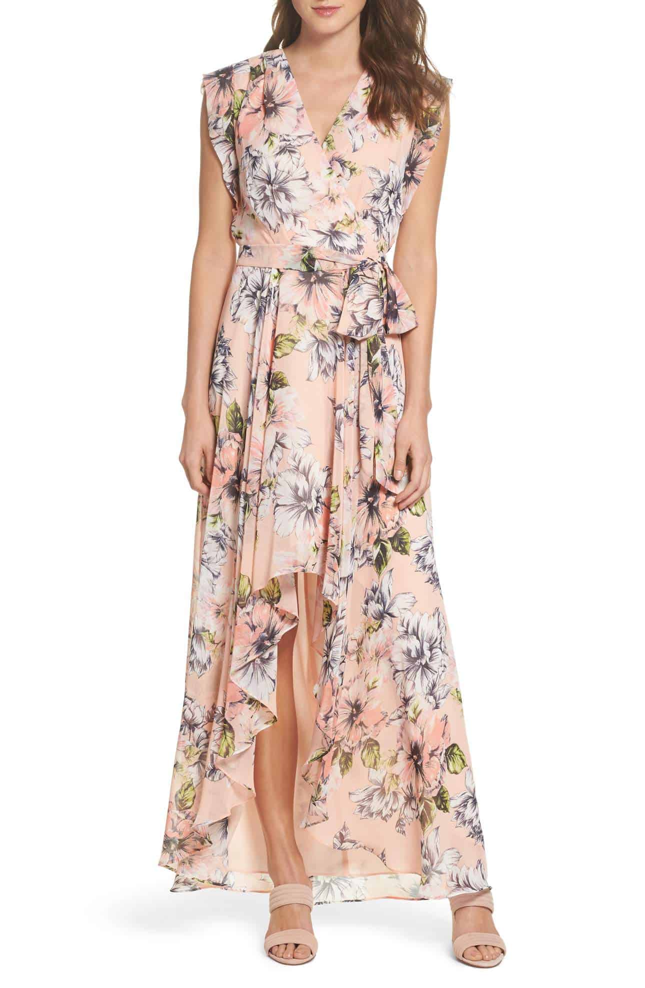 peach floral dress