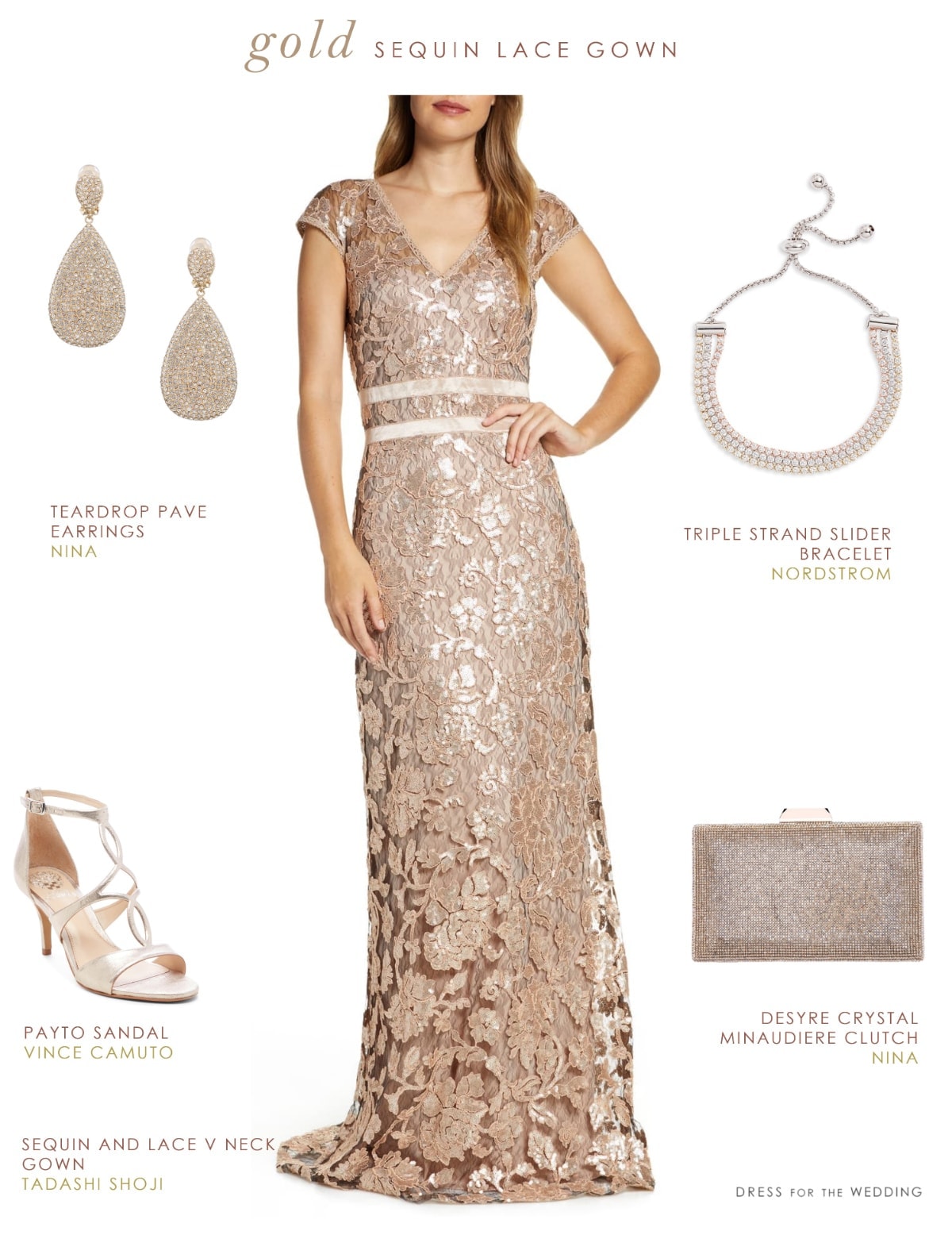 Gold Sequin and Lace Gown for Mother-of-the-Bride - Dress for the Wedding