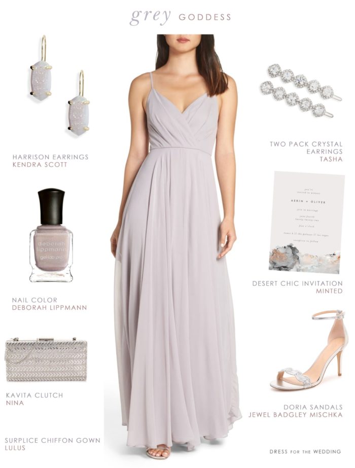 Long Light Grey Chiffon Bridesmaid Dress - Dress for the Wedding