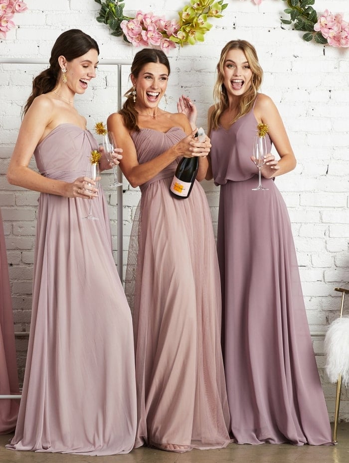 pink and grey bridesmaid dresses