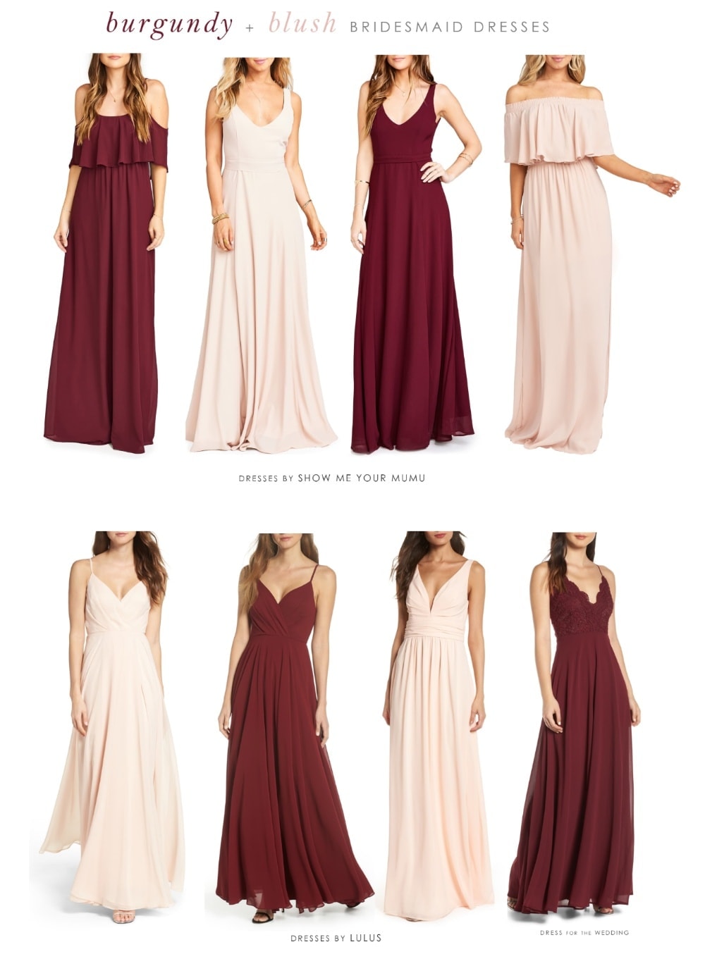 pink and burgundy bridesmaid dresses