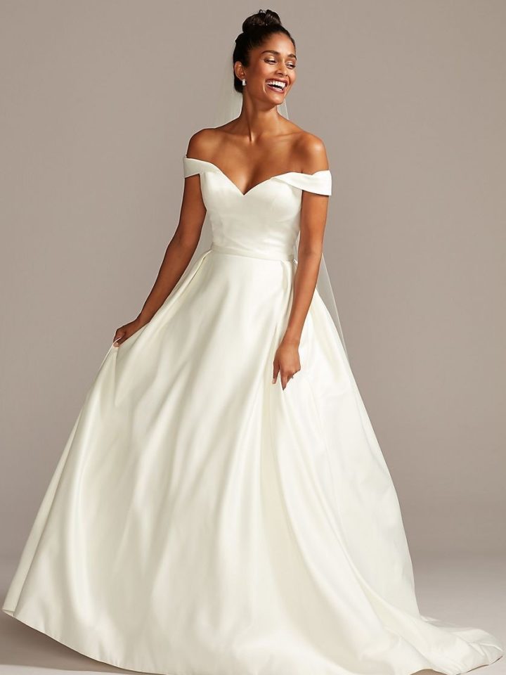 Off the shoulder beach wedding dress