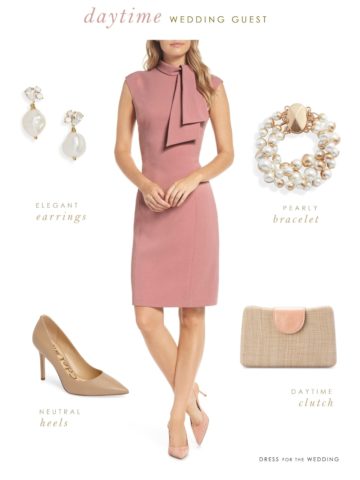 rose gold wedding guest outfits