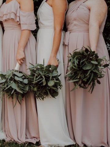 Bridesmaid dresses organized by color