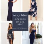 Collage of navy blue dresses under $100