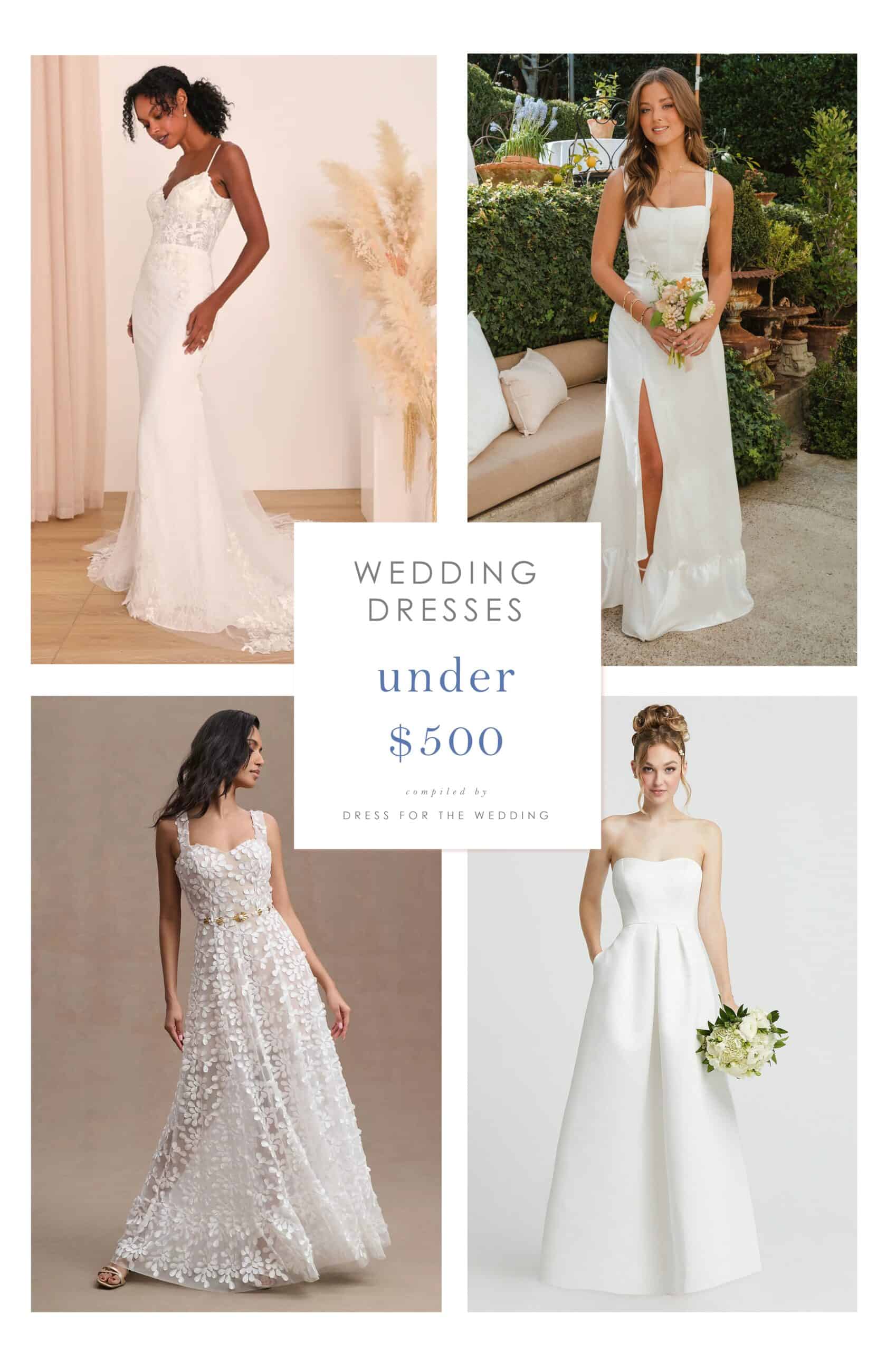 The Most Affordable Wedding Dresses Under $500  Wedding dresses under 500,  Sheer wedding dress, Boho wedding dress lace