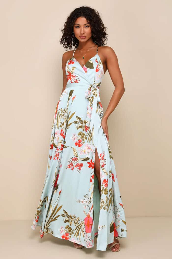 Floral wrap style maxi dress