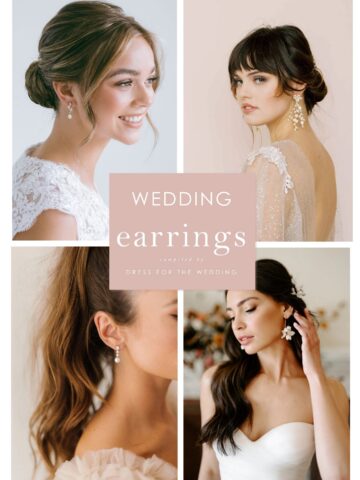 Collage showing bridal earrings on models