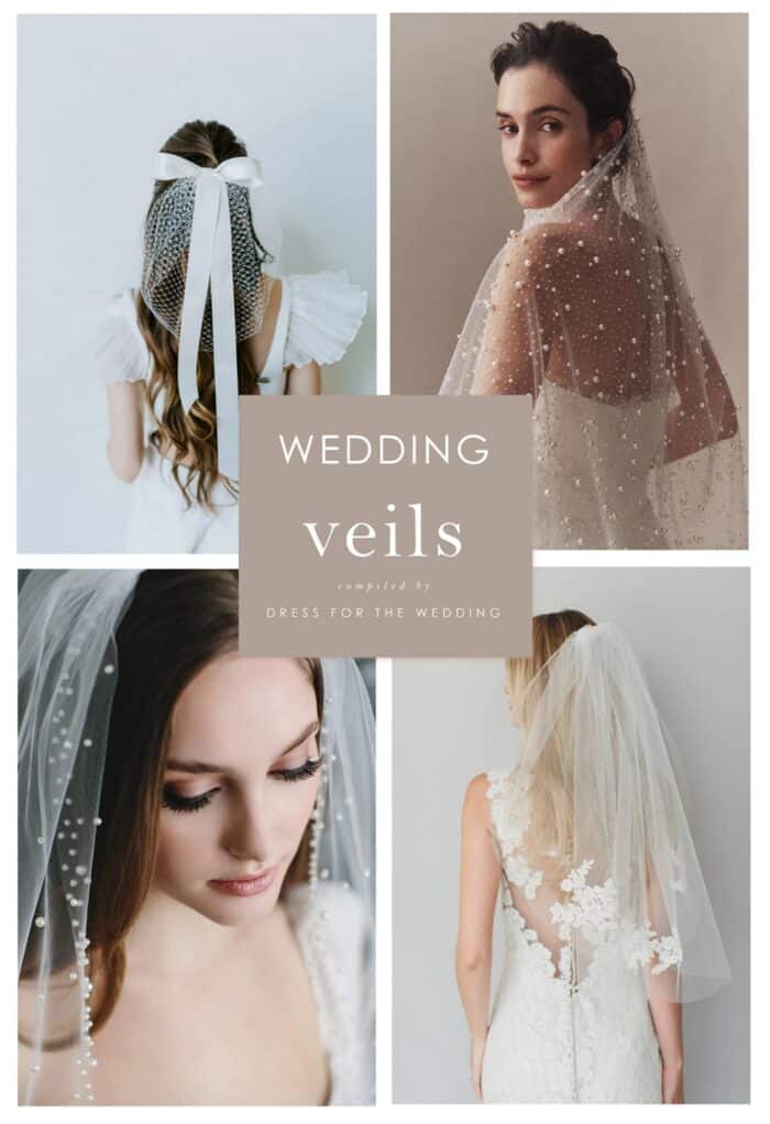 A collage showing 4 examples of wedding veils for the cover of an article about wedding veils